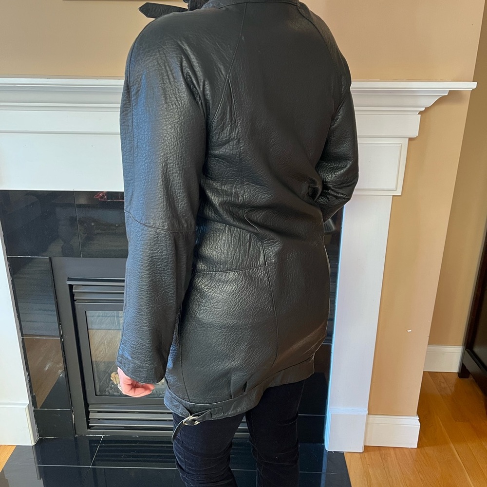VTG Wilson Leather BLACK moto Jacket side zip baddie grunge moto anime goth S - Picture 5 of 9